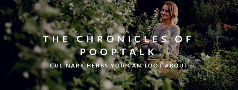 text poop talk - culinary herbs you can toot about -blonde female starting at plants