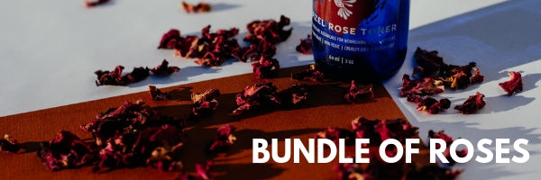 face toner with rose petals