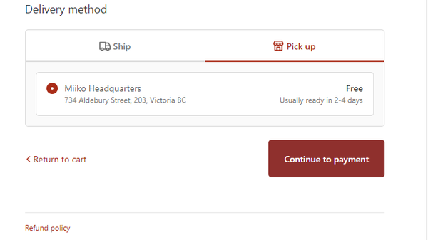 How to Select Pick-up at Miiko HQ as your shipping method