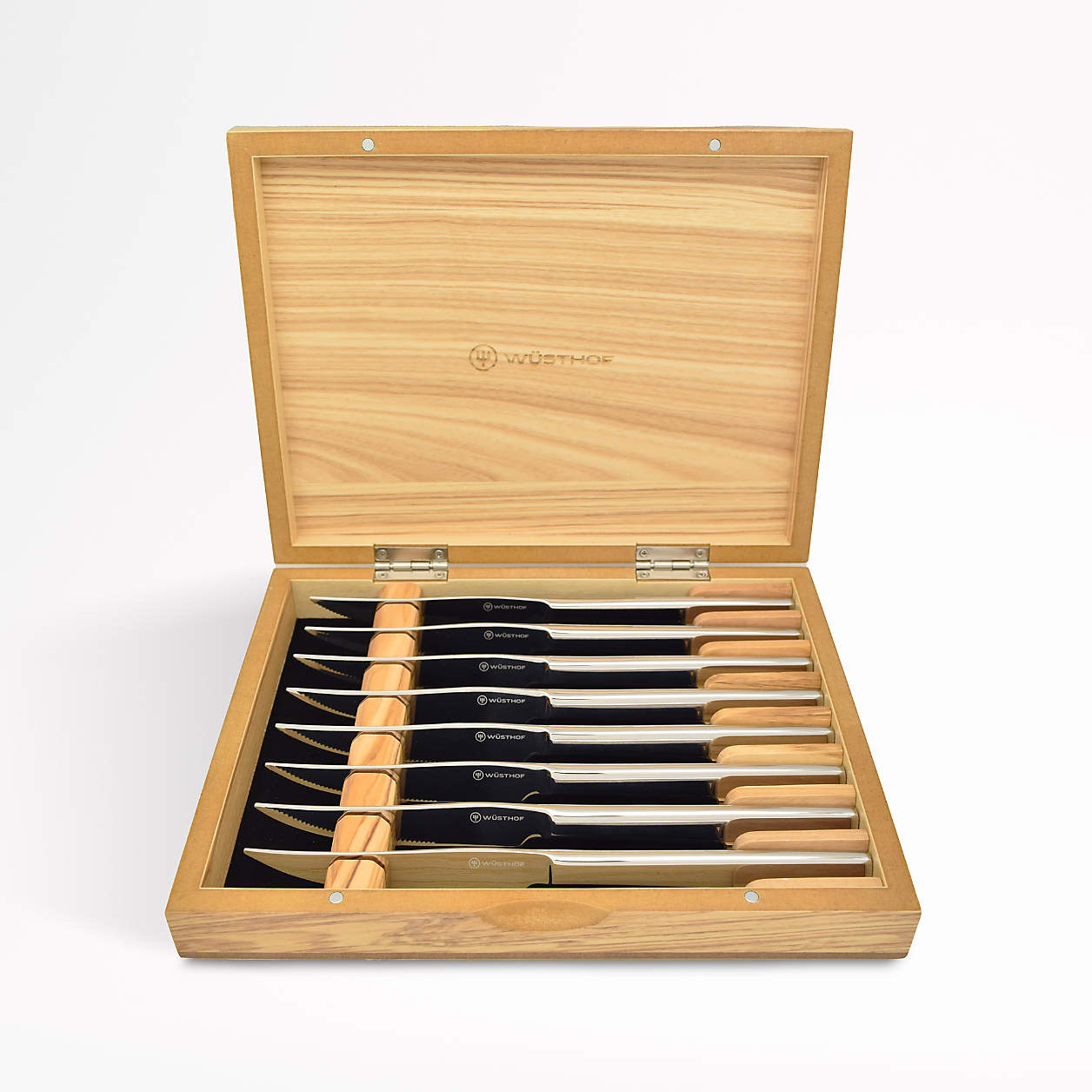 W STHOF 8 Piece Stainless Steak Knife Set in Wooden Box