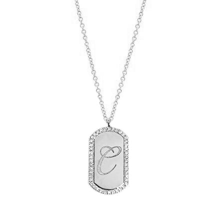 mini dog tag initial necklace