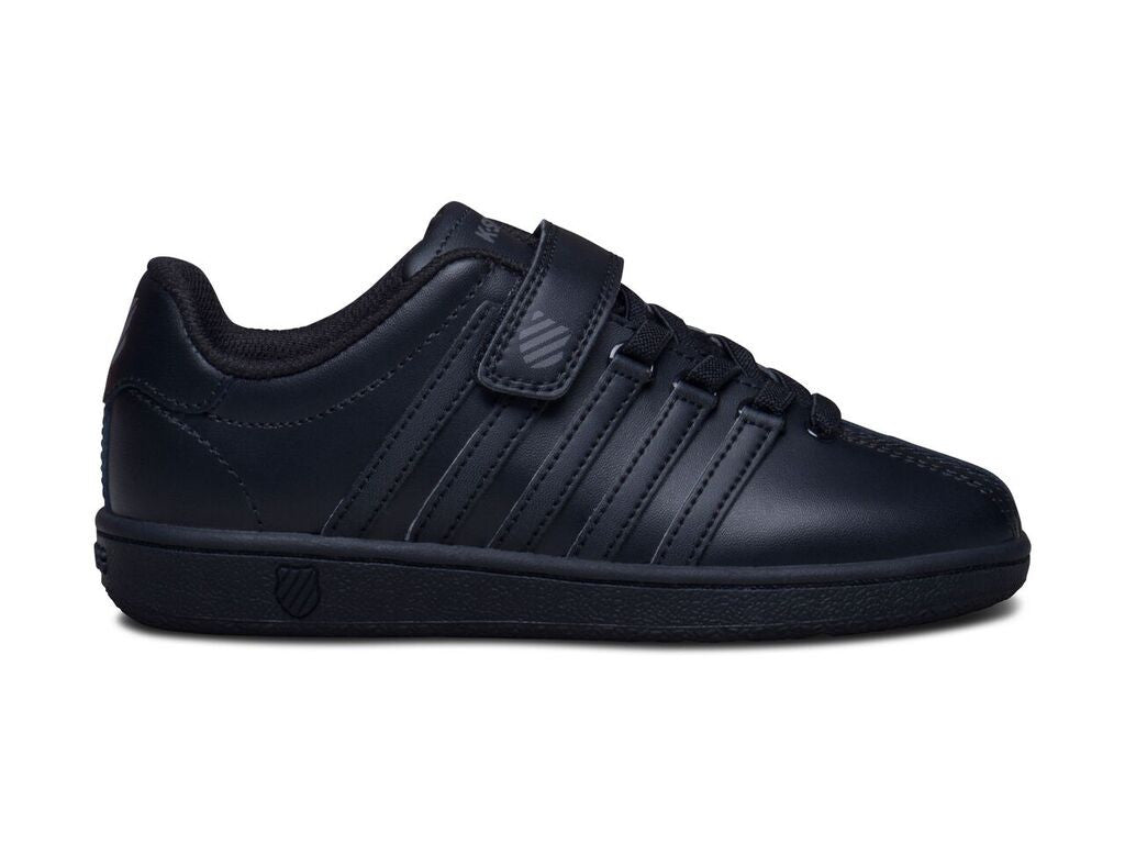 Black Leather Velcro Tennis Shoe 