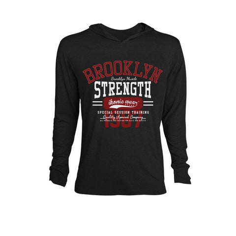 CLASSIC BODYBUILDING LONG SLEEVE TRI-BLEND HOODIE - BLACK