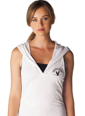 RACERBACK DRI-FIT SLEEVELESS HOODIE - WHITE