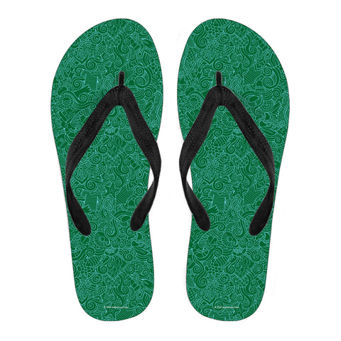 Nautical Design Flip-Flops (Dark Green 