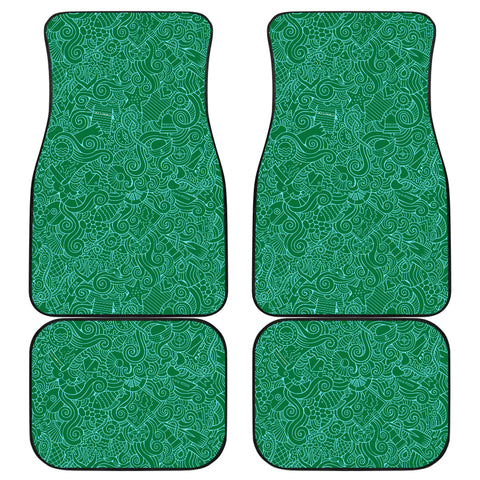 Nautical Design Car Floor Mats Dark Green Front Back Free