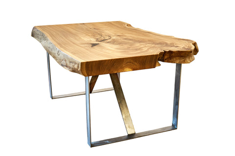 live edge table modern design wood glass