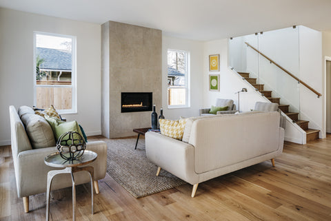 living room influenced by mid century modern design