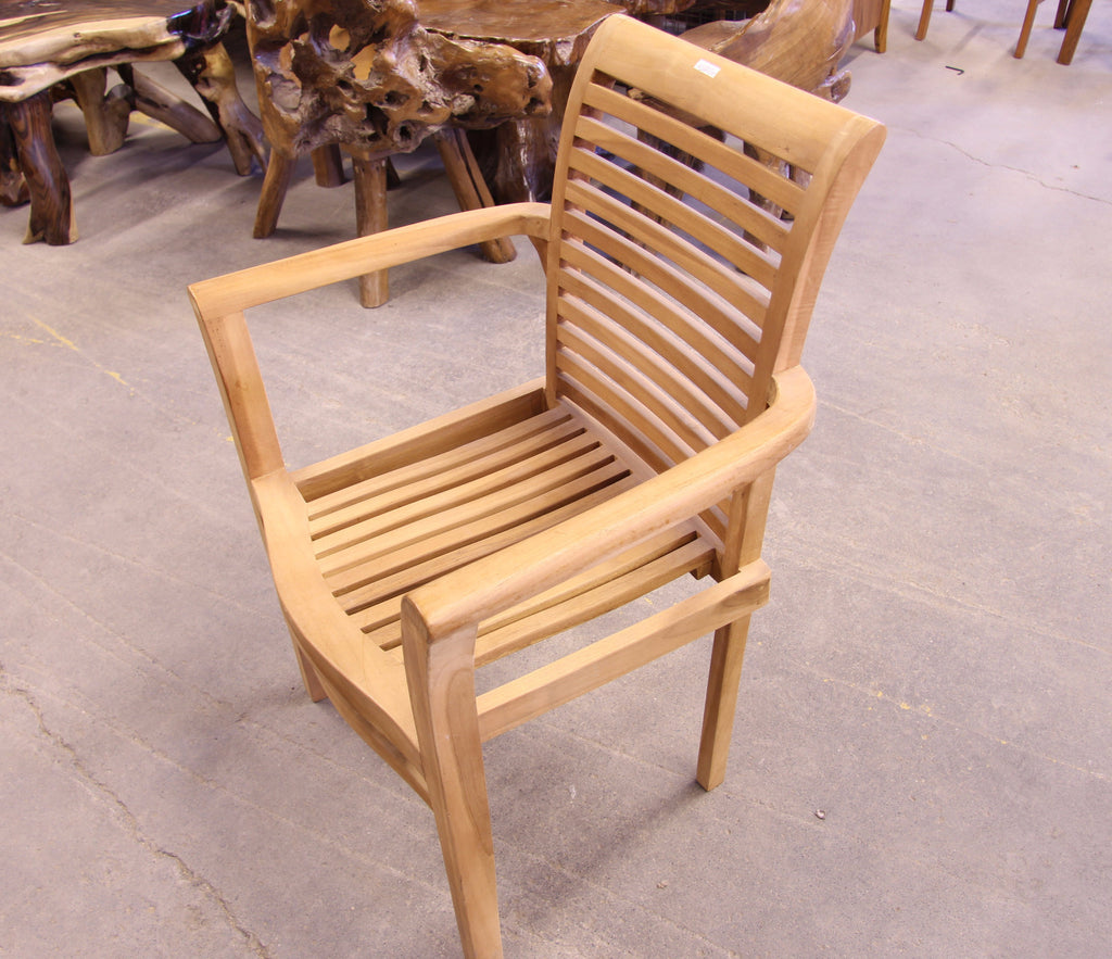 Solid Teak Outdoor Jepara  Stacking Armchair Mostly 