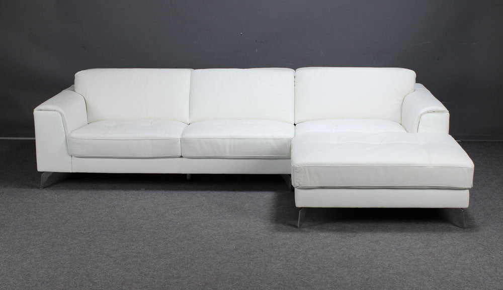white leather sofa with chaise lounge