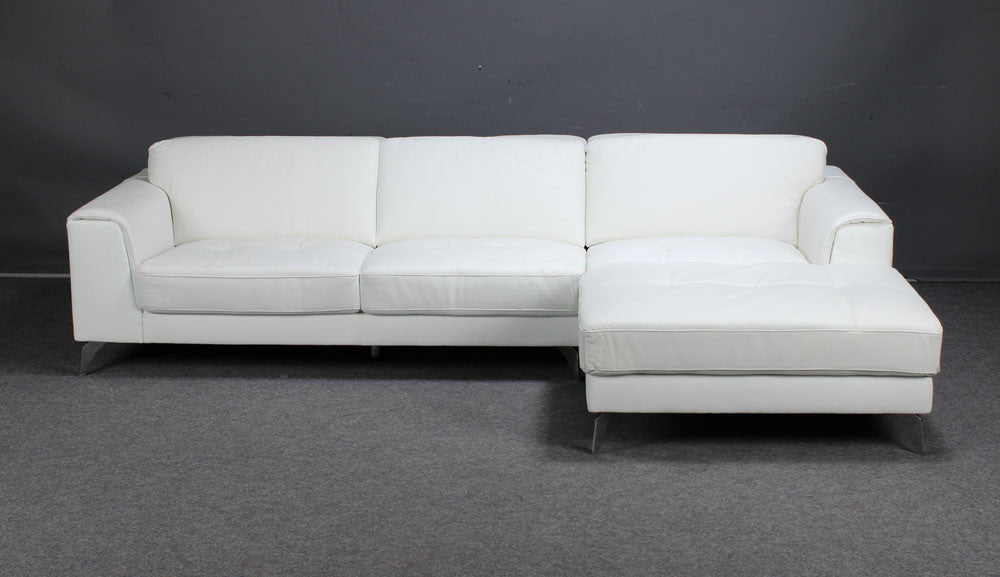 white leather sofa with chaise