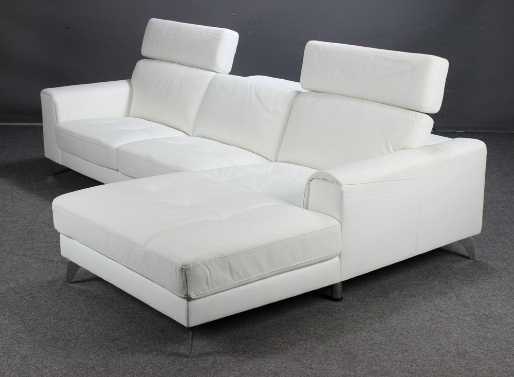 white leather sofa with chaise