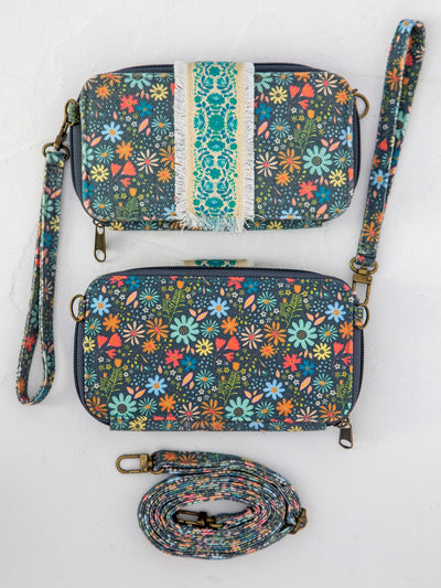 Printed Baguette Bag in Charcoal Floral