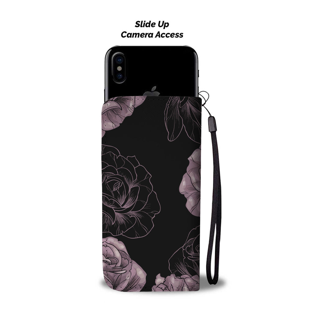 Light Pink Flower Skull Phone Wallet Case | Zapps Clothing