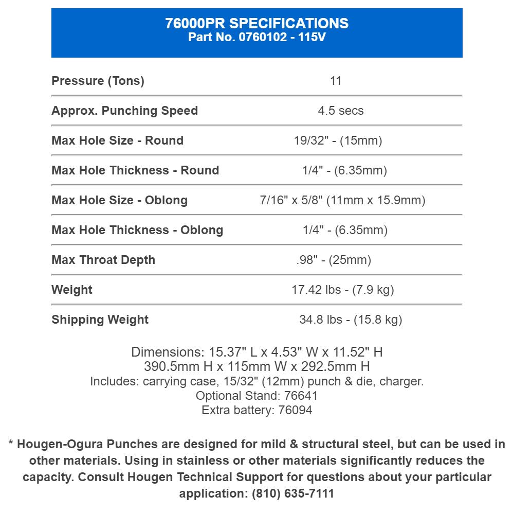 76000PR SPECIFICATIONS