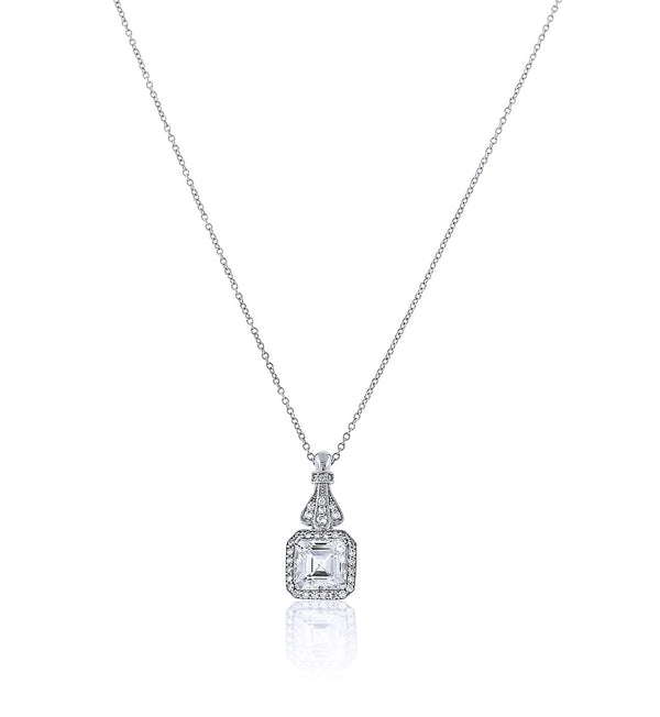 Chandi Diamond Princess Cut Pendant Necklace w/ Chandi Diamond Halo by ...