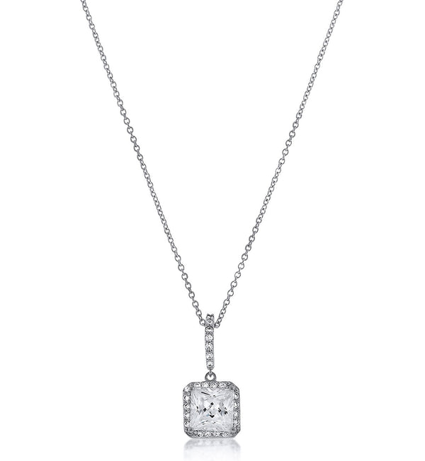 Chandi Diamond Halo Pendant Necklace with Square Center Stone - Bobby ...