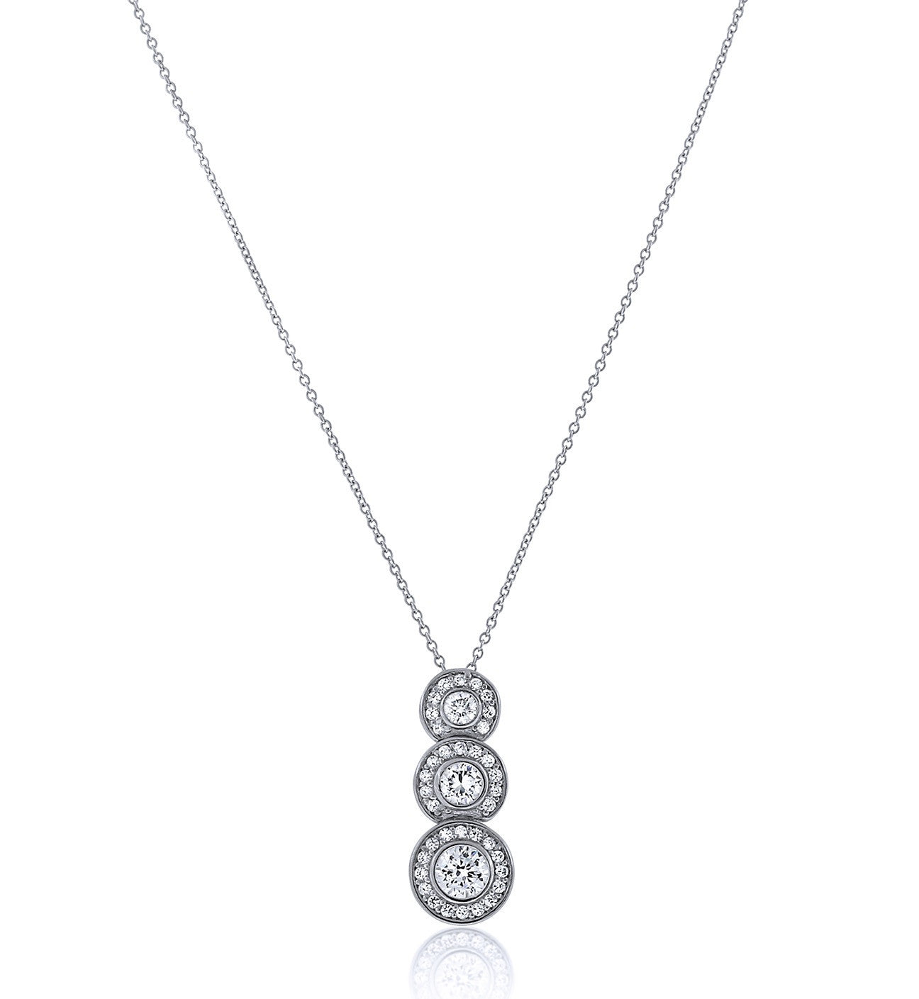 Vintage Inspired Chandi Diamond Trio Circlet Pendant Necklace
