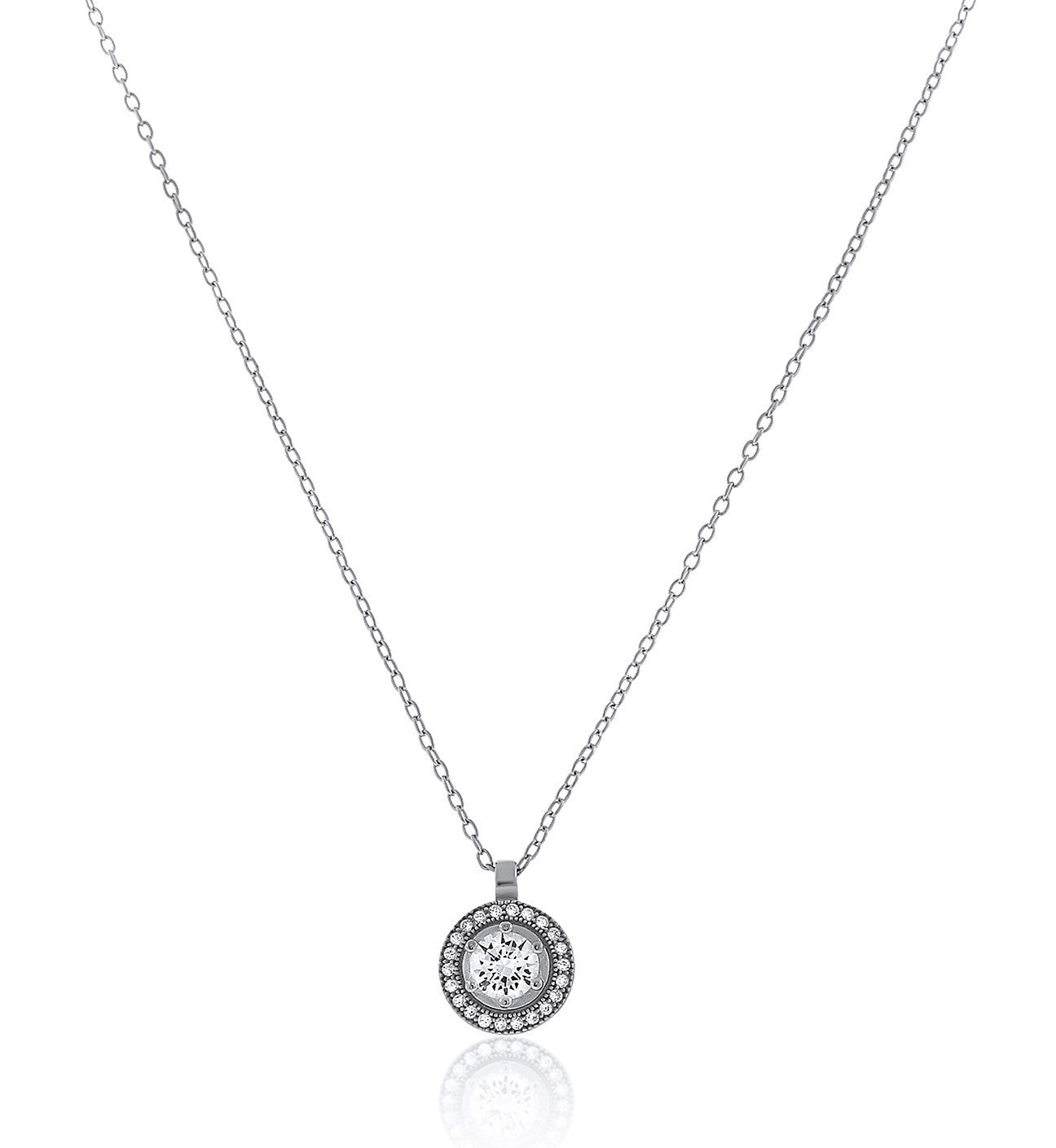 Circlet Mini CZ Halo Chandi Diamond Pendant Necklace