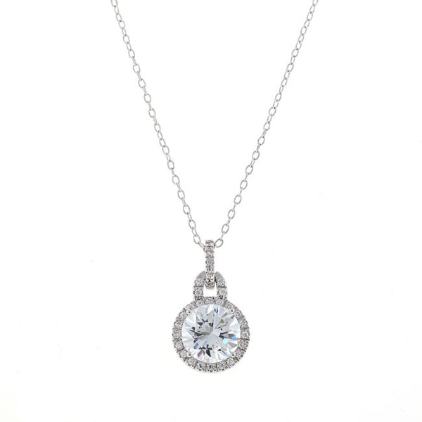 7 Carat Silver Round Chandi Diamond Pendant Necklace by Bobby Schandra