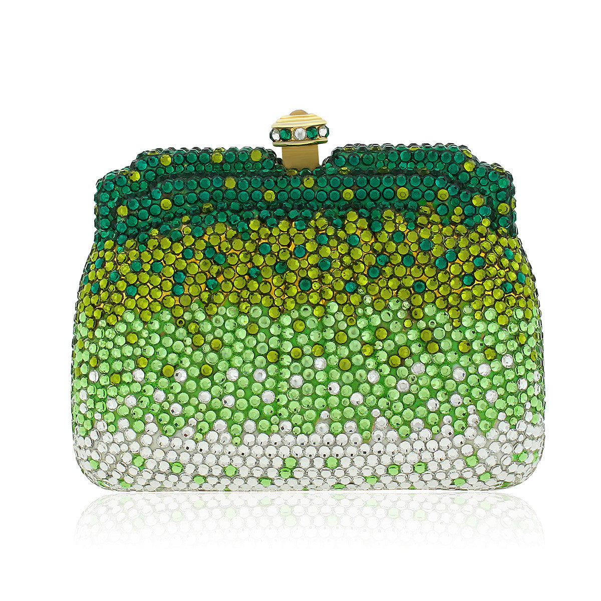 Green, Gold and Clear Swarovski Crystal Evening Clutch