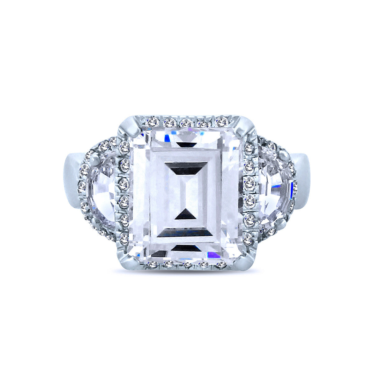 Lift weer spanning Silver Emerald Cut Chandi Diamond Ring w/ Swarovski Crystals - Bobby  Schandra