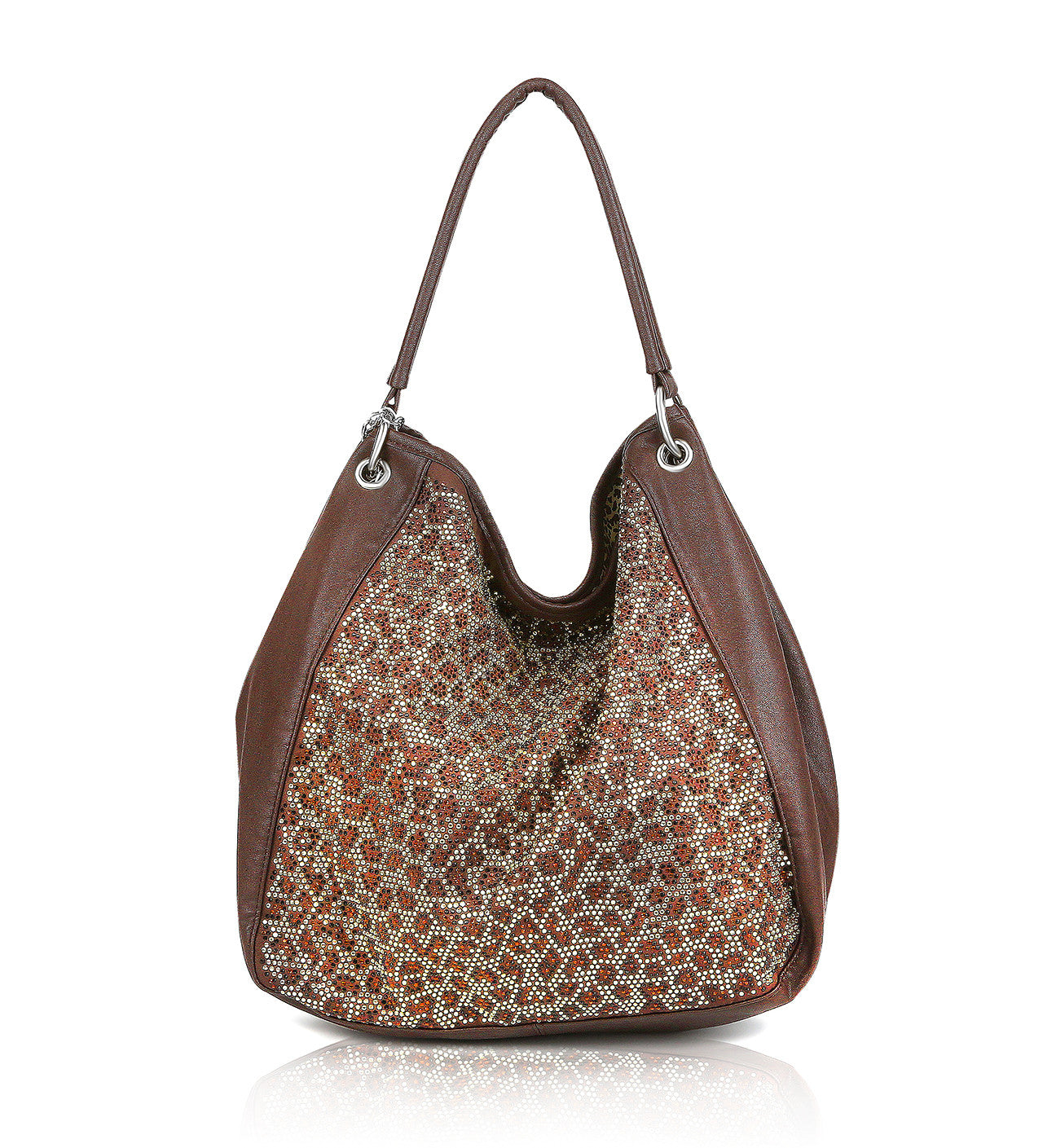 Black and Brown Patent Leather Snake Print Bag by Bobby Schandra