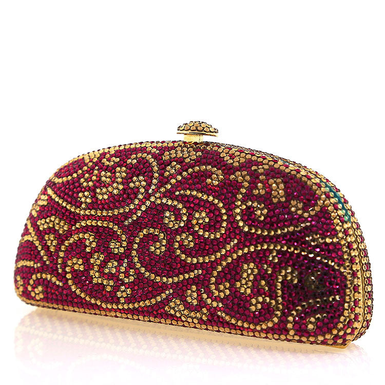 Gold Rectangle Swarovski Crystal Evening Clutch by Bobby Schandra