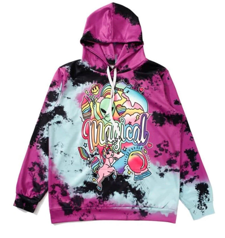 MAGICAL PLANET Puff Tye Dye Hoodie – Electric Dollhouse