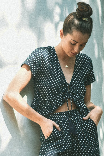 Navy Polka Dot Kara Top from Dreamers & Drifters