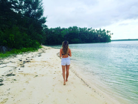 Taya walking on the beach in Solomon Islands