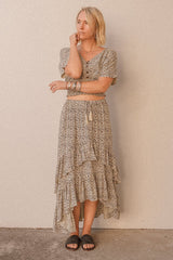 Double Frill Maxi Skirt Cheetah from Dreamers & Drifters