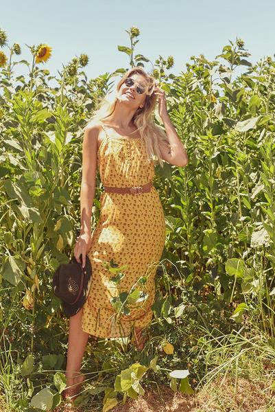 The Sunshine Soul Midi Sundress in Mustard at Dreamers and Drifters