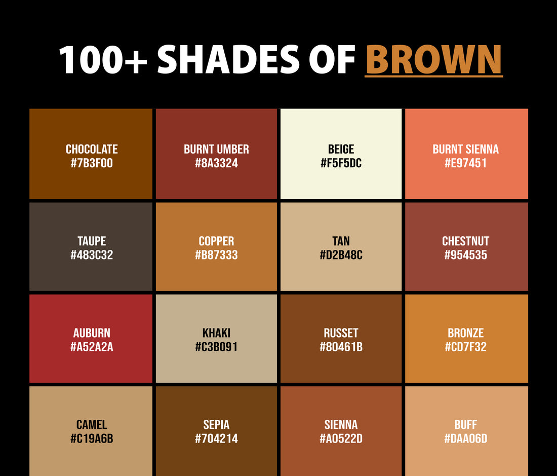 100+ Shades of Brown Color (Names, HEX, RGB & CMYK Codes) CreativeBooster
