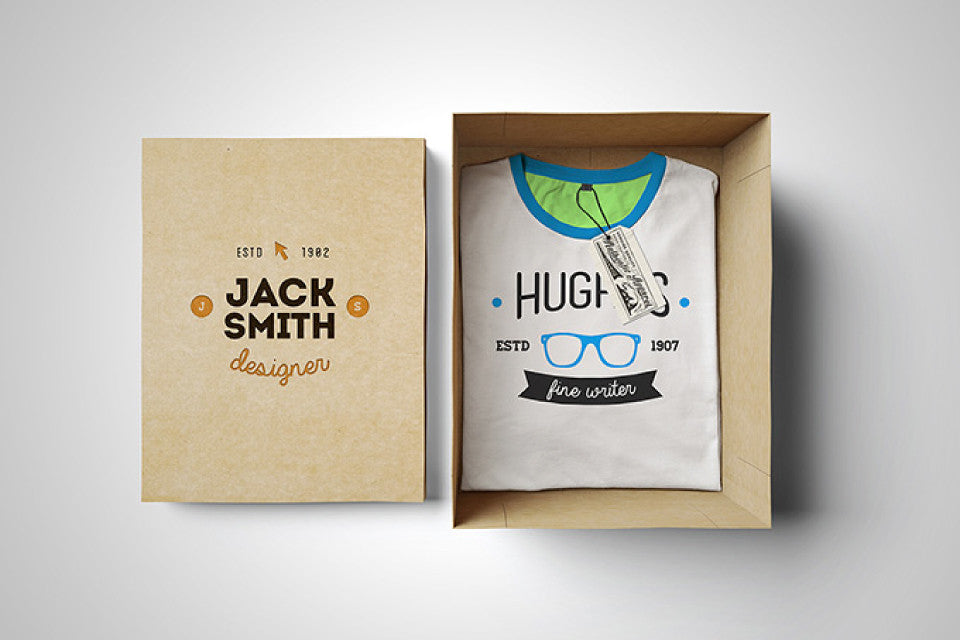 Download Free Psd T Shirt Mockup With A Cardboard Box Creativebooster