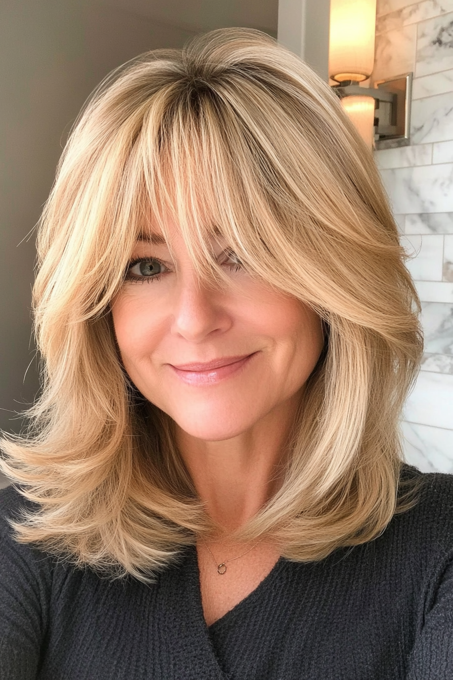 10. Airy Layered Cut in Honey Blonde (Medium To Short Haircuts For Women Over 50) - Medium To Short Haircuts For Women Over 50
