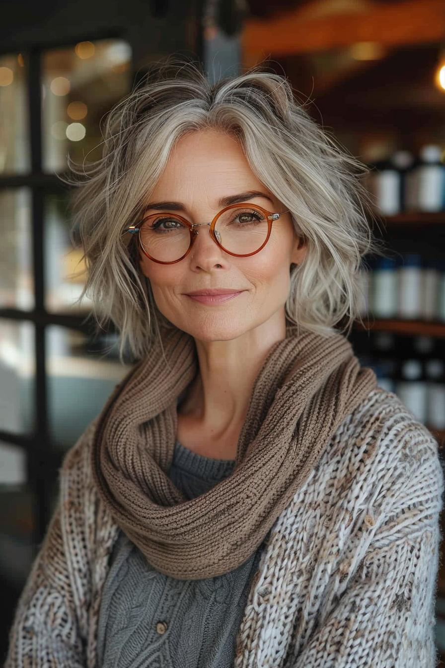 10. Chic Short Bob for Glasses in Icy Silver - Short Hairstyles For Women Over 60 With Fine Hair