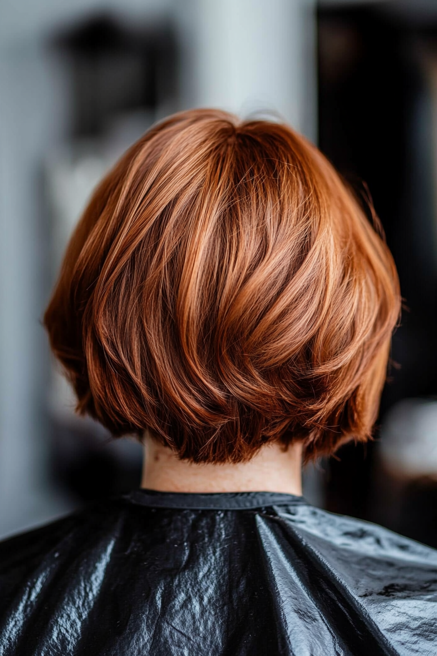 10. Choppy Bob in Copper (Short Hairstyles For Women Over 50 With Thick Hair) - Short Hairstyles For Women Over 50 With Thick Hair