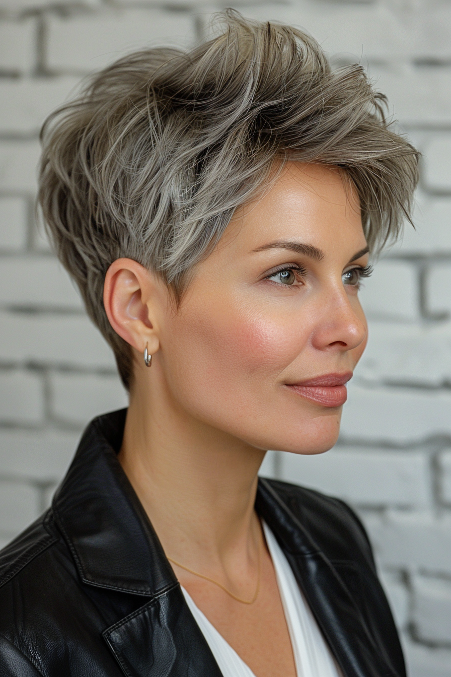 10. Short Funky Pixie for Thick Hair - Pixie Hairstyles For Women Over 50 - Pixie Hairstyles For Women Over 50