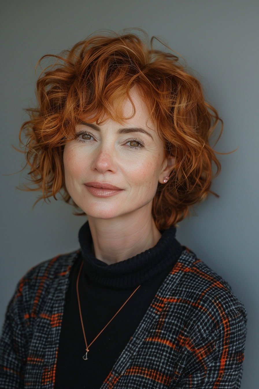 11. Curly Pixie for Older Ladies in Warm Auburn - Short Hairstyles For Women Over 60 With Fine Hair