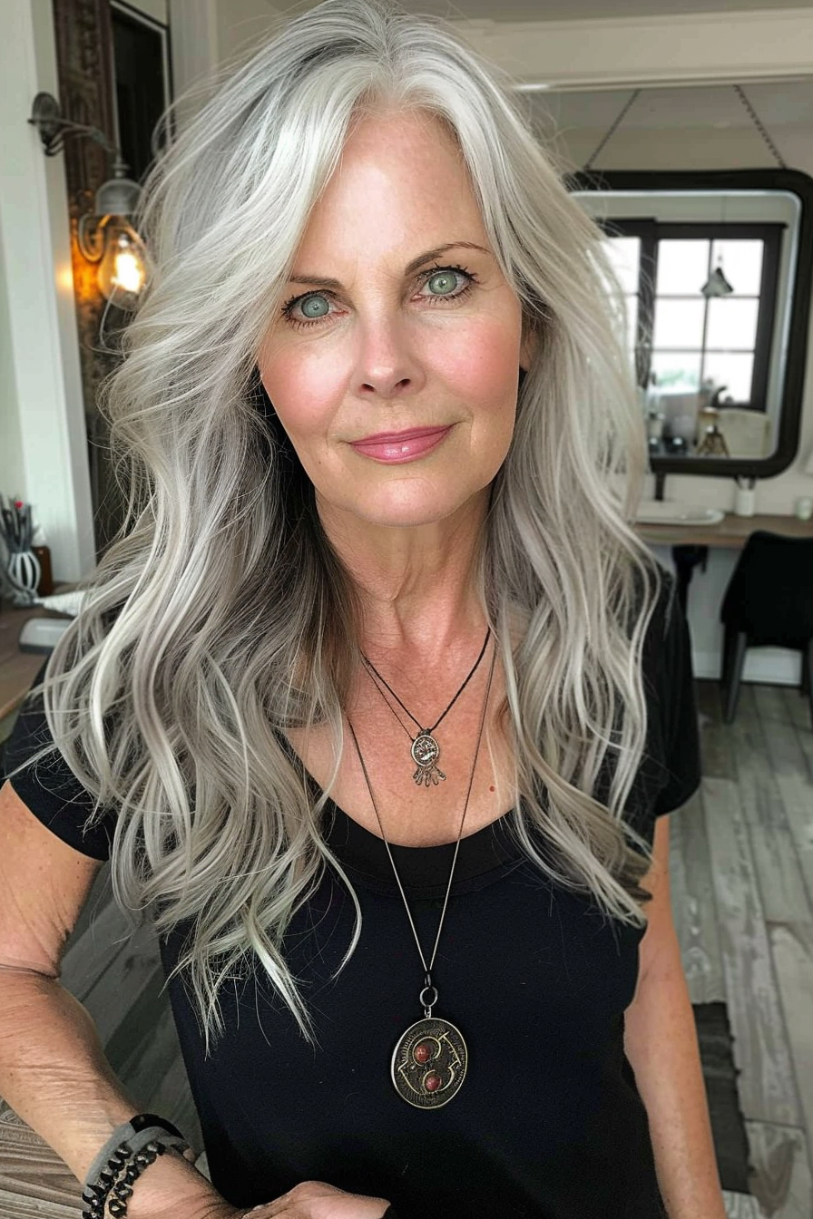 12. Long Gray Hair Beauty - Bob Hairstyles For Women Over 50