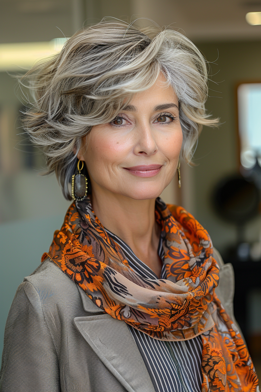 12. Short and Sweet Crop with Golden Highlights - Short Hairstyles For Women Over 60 With Fine Hair