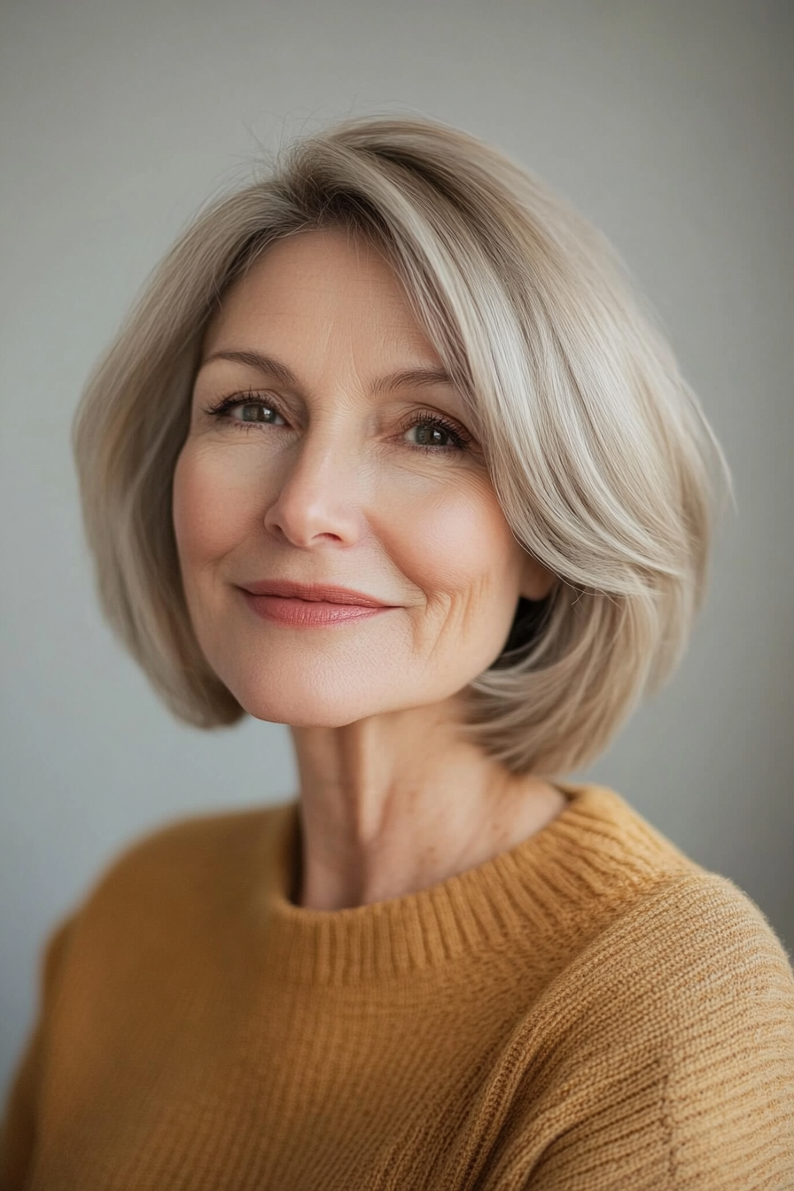 13. Low-Maintenance Bob with Soft Swoopy Layers (Short Hairstyles For Older Women) - Short Hairstyles For Older Women