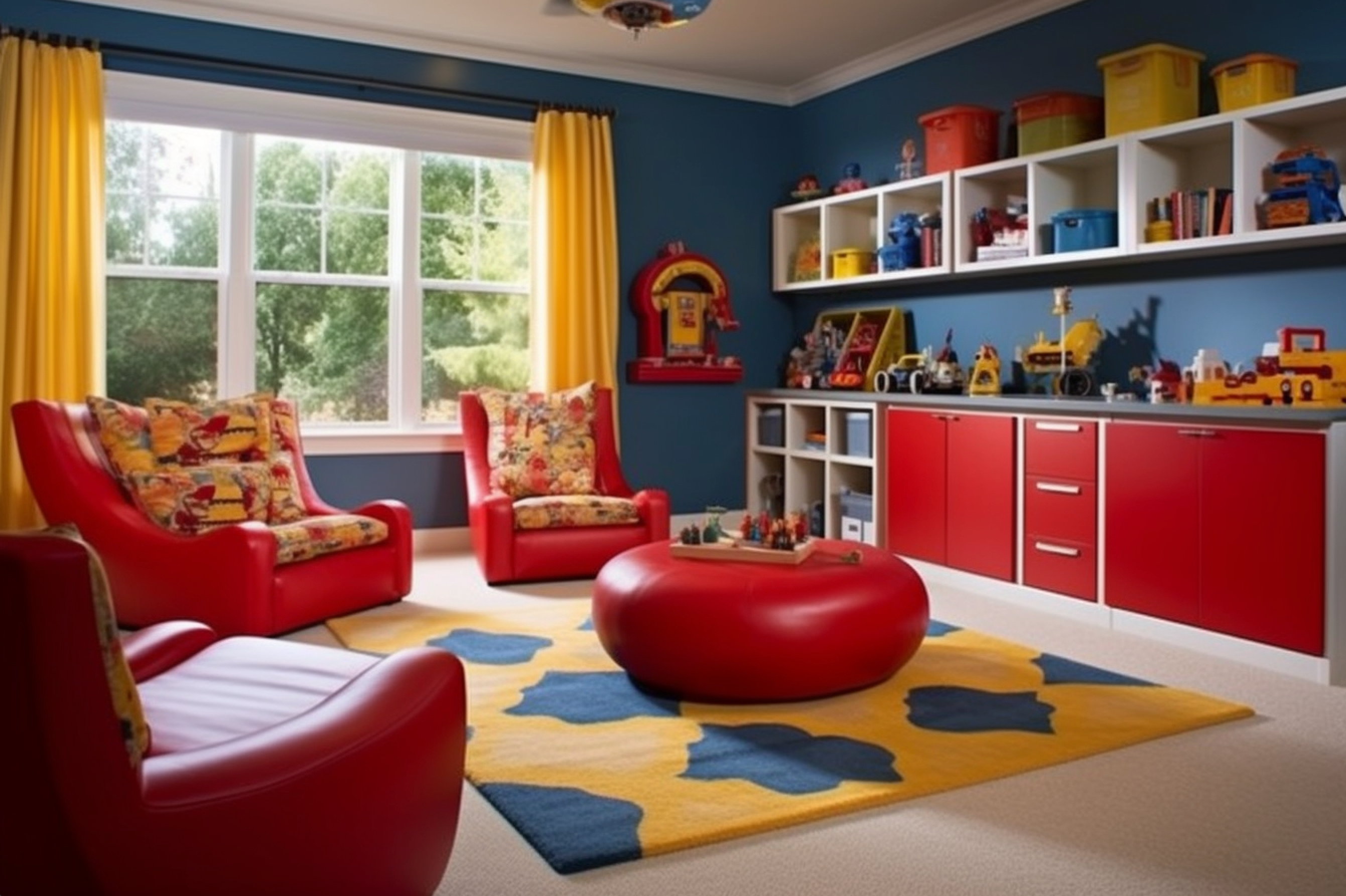 13. Red, Blue, and Yellow Color Scheme - Child's Playroom