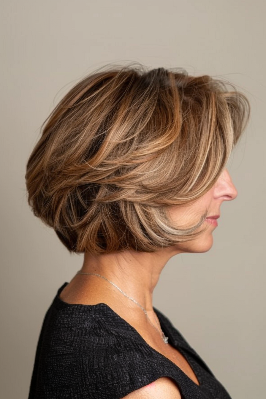 13. Textured Bob with Highlights - Bob Hairstyles For Women Over 50