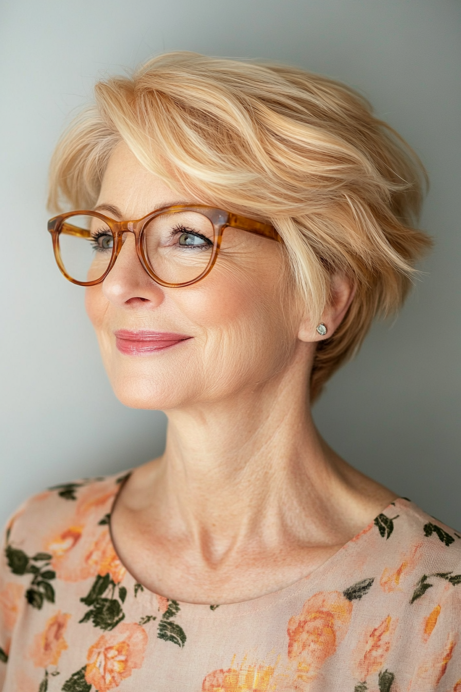 15. Strawberry Blonde Layered Crop (Short Hairstyles For Women Over 70 With Glasses) - Short Hairstyles For Women Over 70 With Glasses