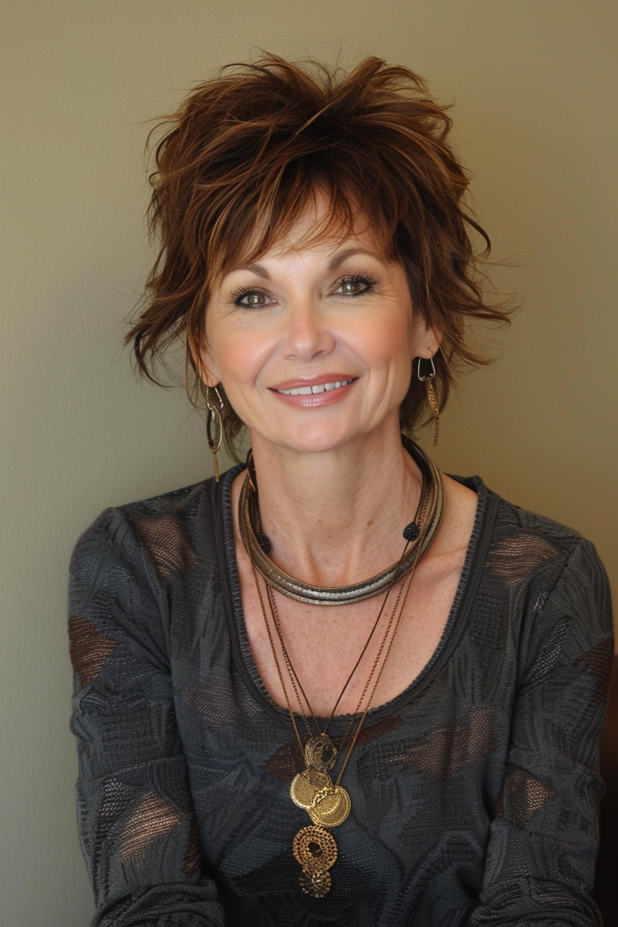 16. Sassy Pixie with Textured Layers - Pixie Haircuts For Women Over 60