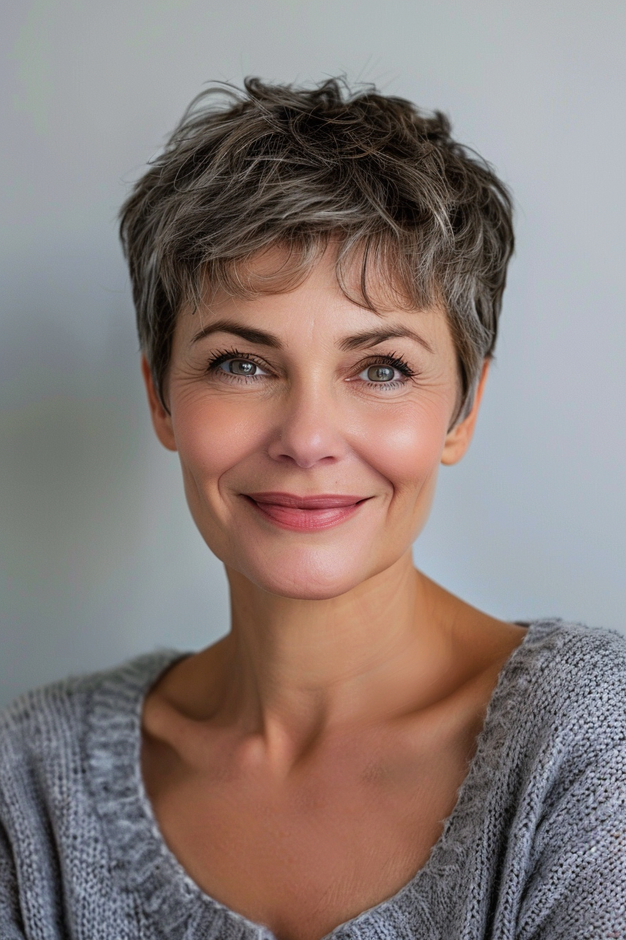 16. Short Feathered Pixie with Light Ash Brown - Short Hairstyles For Women Over 60 With Fine Hair