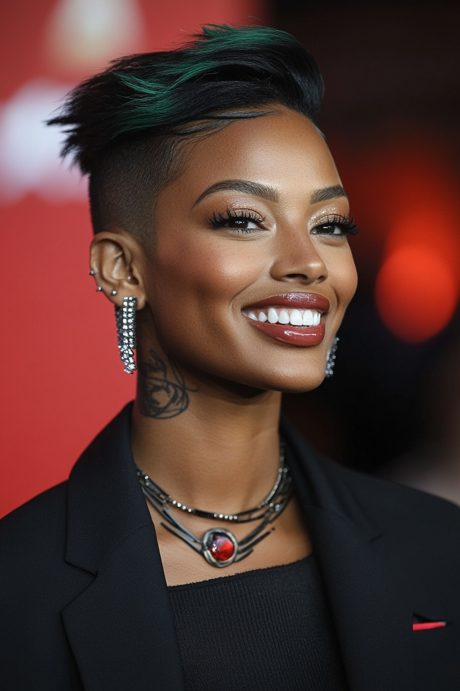 17. Funky Colored Undercut (Short Hairstyles For Black Women) - Short Hairstyles For Black Women