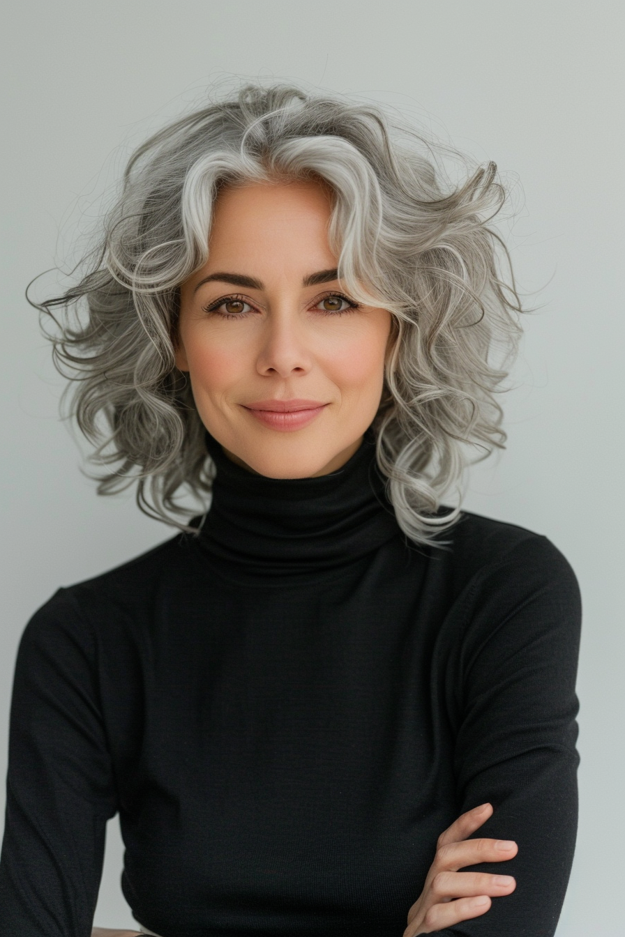 17. Sophisticated Silver Curls with Layers - Short Curly Hairstyles For Women - Short Curly Hairstyles For Women